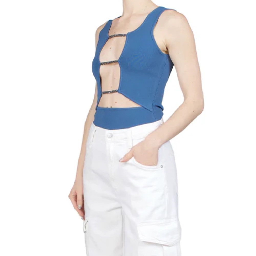 Christopher Esber Crystal Lattice Tank in Blue BNWT